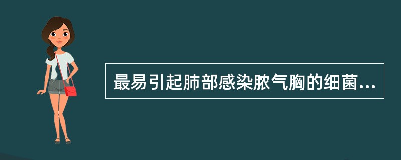 最易引起肺部感染脓气胸的细菌是哪种（）