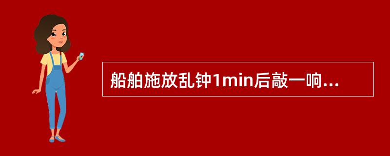 船舶施放乱钟1min后敲一响，或连续施放短声汽笛1min后一长声的应变信号表示（