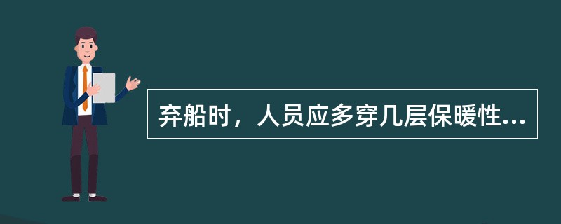 弃船时，人员应多穿几层保暖性能好的衣服，外层最好选用（）。