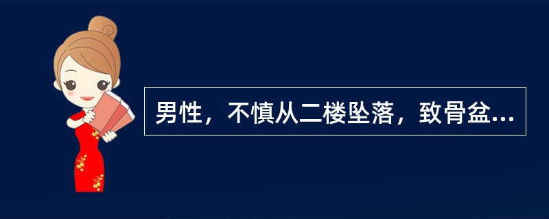 男性，不慎从二楼坠落，致骨盆骨折及左股骨下段开放性骨折，创口大量出血，首先抢救（