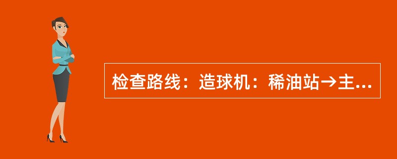 检查路线：造球机：稀油站→主电机→减速机→造球盘→盘内→（）→刮刀。