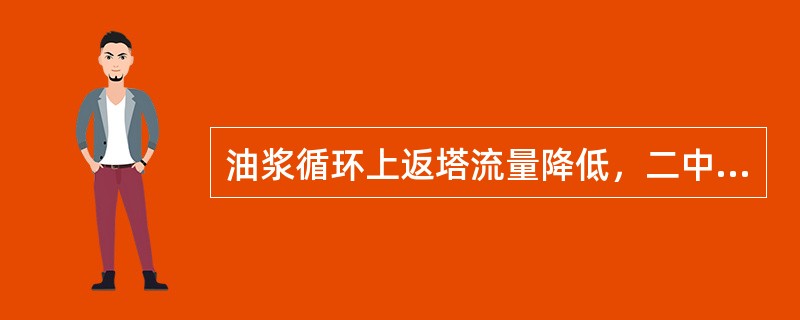 油浆循环上返塔流量降低，二中温度升高。