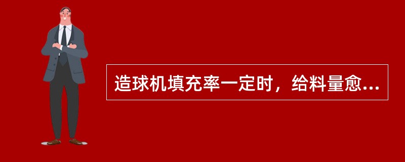 造球机填充率一定时，给料量愈大，生球粒度（）。