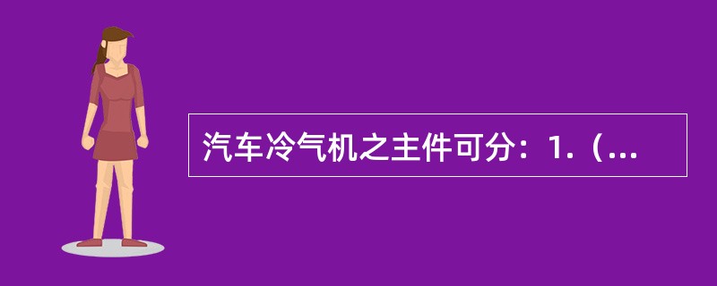 汽车冷气机之主件可分：1.（）2.（）3.（）4.（）和干燥器5.（）开关。