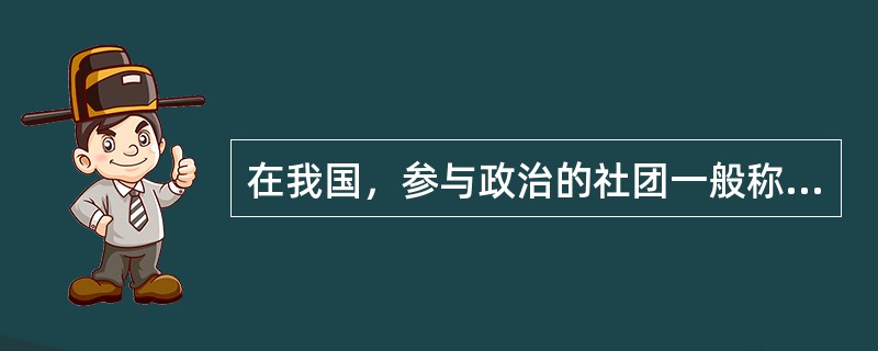 在我国，参与政治的社团一般称作（），包括工会，共青团，妇联，工商联等。