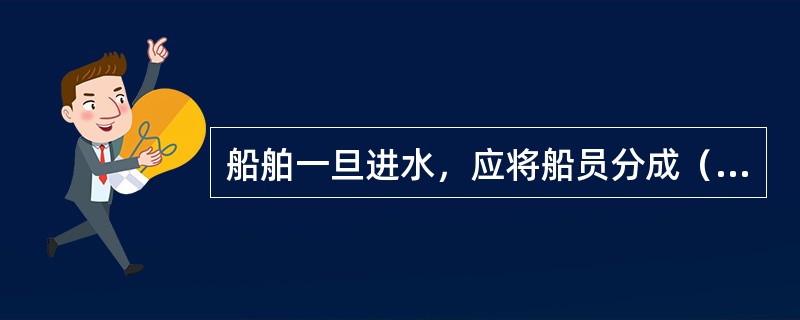 船舶一旦进水，应将船员分成（）4个小分队，并按相应程序进行应急处理。