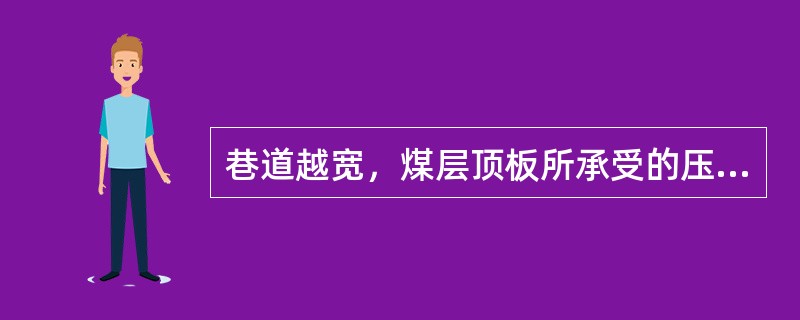 巷道越宽，煤层顶板所承受的压力越太。