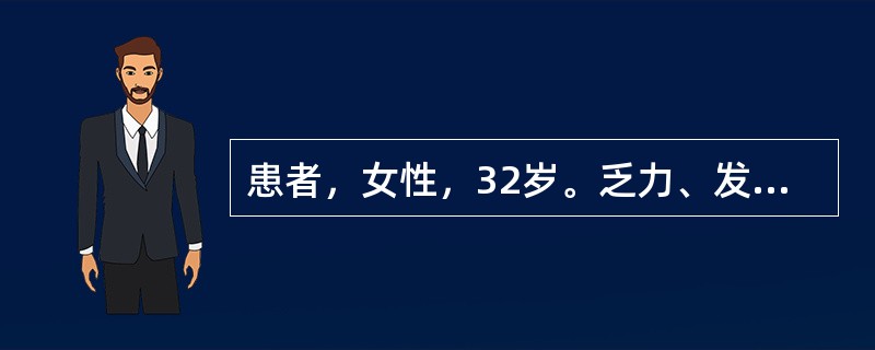 患者，女性，32岁。乏力、发热、食欲下降，腕关节、掌指关节疼痛、肿胀，不能触压，