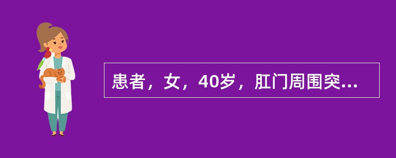 患者，女，40岁，肛门周围突发肿块，疼痛剧烈，局部红肿灼热。应首先考虑的诊断是（