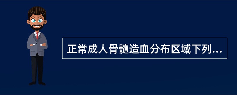 正常成人骨髓造血分布区域下列不符合的是（）