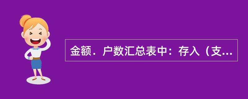 金额．户数汇总表中：存入（支取）金额总计=_____存入（支取）金额合计+活期+