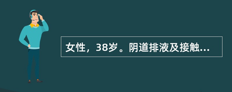 女性，38岁。阴道排液及接触性出血2个月，妇科检查：宫颈轻度糜烂，宫体前位，大小