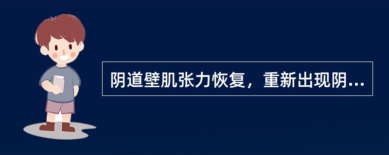 阴道壁肌张力恢复，重新出现阴道皱襞（）