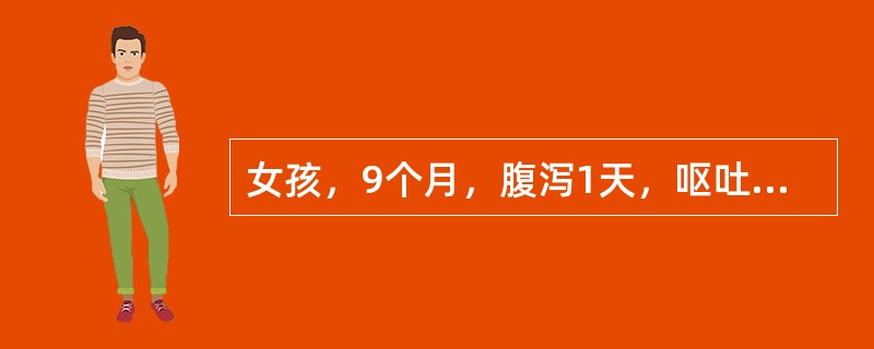 女孩，9个月，腹泻1天，呕吐1次，大便每天6次，每次量多，尿量稍减少，精神稍萎靡