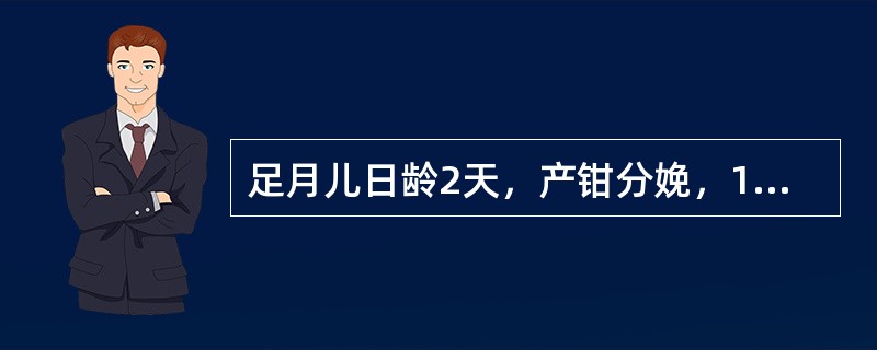 足月儿日龄2天，产钳分娩，1分钟Apgar评分4分，今晨抽搐2次，哭声发尖，阵发