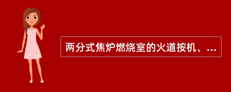 两分式焦炉燃烧室的火道按机、焦侧分成两部分，一侧上升气流，另一侧是下降气流。