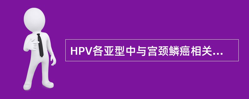 HPV各亚型中与宫颈鳞癌相关度最高的是（）