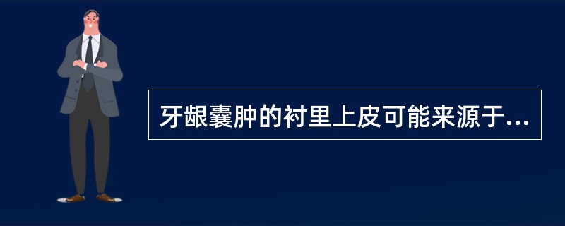 牙龈囊肿的衬里上皮可能来源于（）