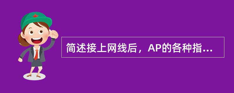 简述接上网线后，AP的各种指示灯代表AP的各种状态？