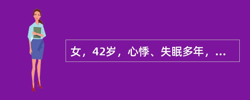 女，42岁，心悸、失眠多年，脾气急，甲状腺131I摄取率，3小时20％，24小时