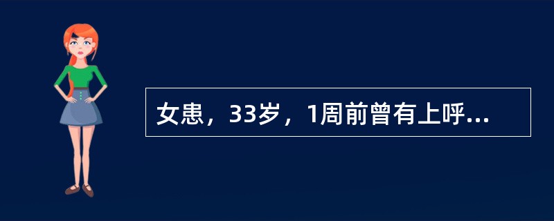 女患，33岁，1周前曾有上呼吸道感染症状，5天前背痛、束带感，双下肢麻木、乏力，