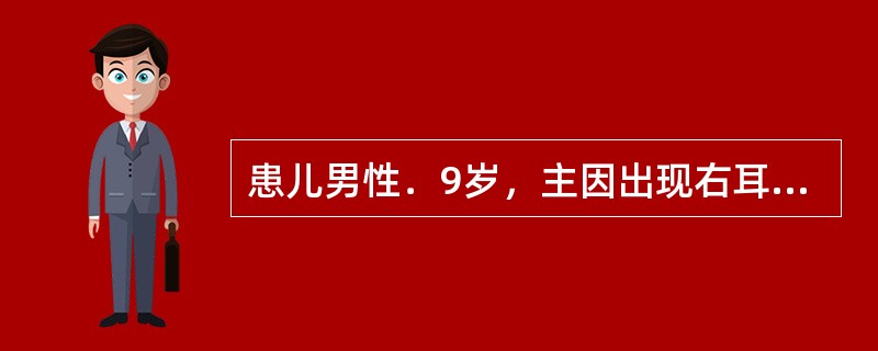 患儿男性．9岁，主因出现右耳下疼痛伴发热2天，右耳垂为中心肿胀1天就诊，血象检查