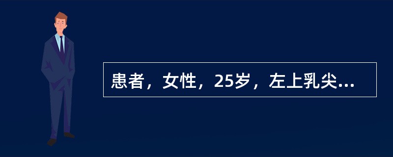 患者，女性，25岁，左上乳尖牙滞留，不松动，X线片示左上恒尖牙横位埋伏阻生于左上