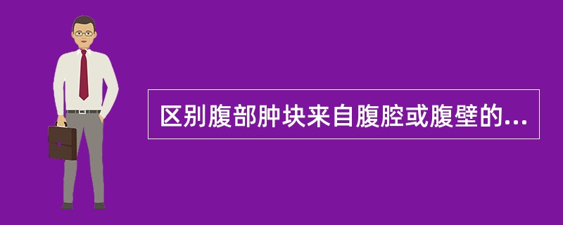 区别腹部肿块来自腹腔或腹壁的最简易方法是