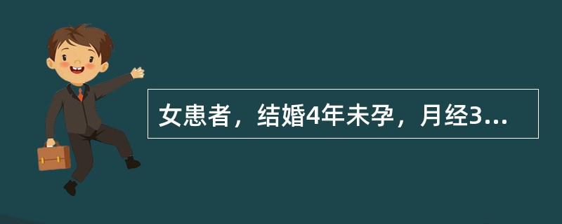 女患者，结婚4年未孕，月经38～50天一行，量少色淡，面色晦黯，腰酸腿软，性欲淡