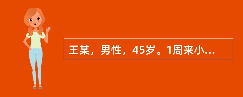 王某，男性，45岁。1周来小便不畅，点滴而下，每日尿量极少而短赤灼热，小腹胀满，