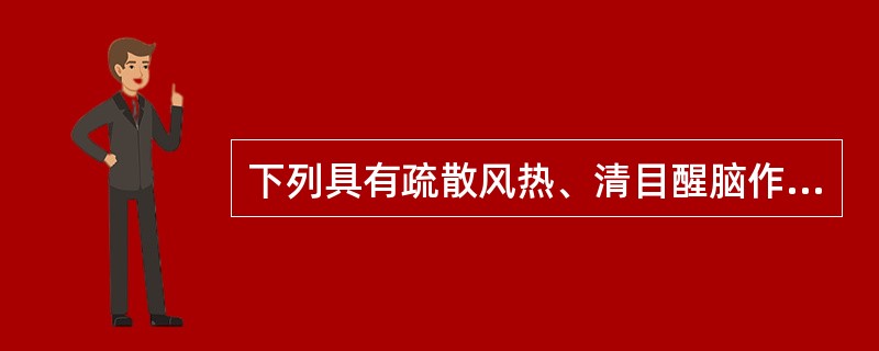 下列具有疏散风热、清目醒脑作用的一味中草药是（）