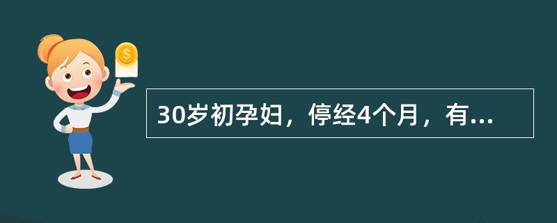 30岁初孕妇，停经4个月，有下腹疼痛4小时，伴高热、恶心、呕吐。查体：右下腹压痛