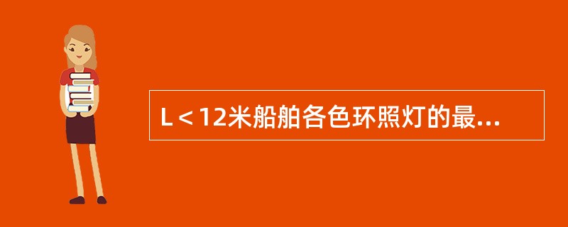 L＜12米船舶各色环照灯的最小能见距离为：（）