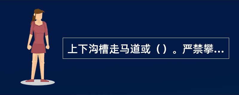 上下沟槽走马道或（）。严禁攀登撑木或乘（）、下沟槽，作业中不得碰撞沟槽支撑。严禁