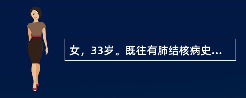 女，33岁。既往有肺结核病史。近1个月来渐出现腰背痛，伴低热，盗汗。体格检查：胸