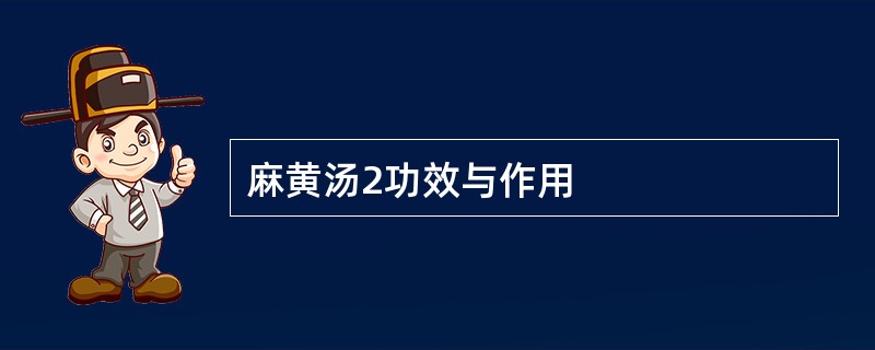 麻黄汤2功效与作用