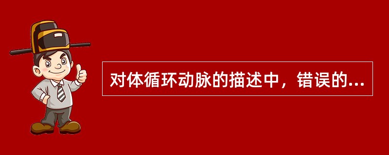 对体循环动脉的描述中，错误的是（）。