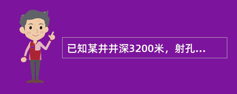 已知某井井深3200米，射孔段深度为3000米，井内流体为1.25g/cm3的盐