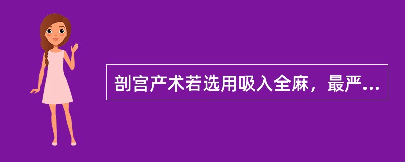 剖宫产术若选用吸入全麻，最严重的并发症可能是（）。