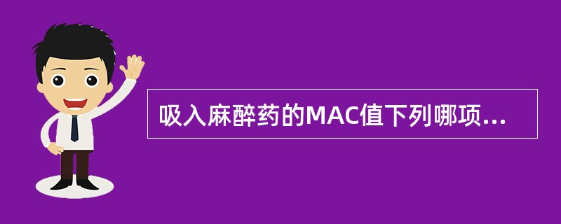 吸入麻醉药的MAC值下列哪项正确（）。