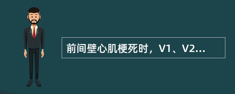 前间壁心肌梗死时，V1、V2导联表现为（）。