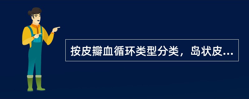 按皮瓣血循环类型分类，岛状皮瓣属于_____皮瓣，肌皮瓣属于____皮瓣，筋膜皮