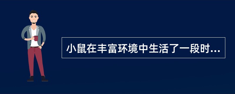 小鼠在丰富环境中生活了一段时间后的变化错误的是（）。