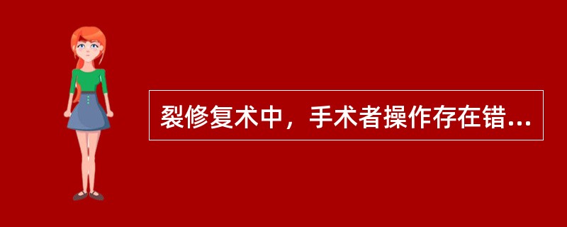 裂修复术中，手术者操作存在错误的是（）。