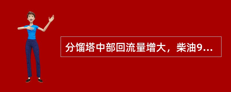 分馏塔中部回流量增大，柴油90％点温度下降。