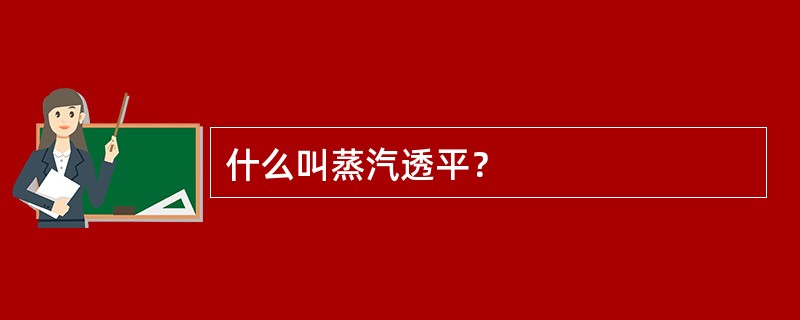 什么叫蒸汽透平？