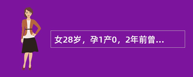 女28岁，孕1产0，2年前曾行吸刮术，术后常常下腹痛，近3个月来有性交痛，经期大