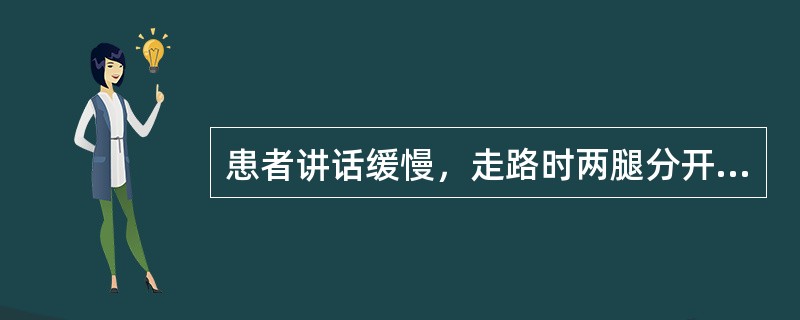 患者讲话缓慢，走路时两腿分开，向两侧摇摆，睁、闭眼站立均有倾倒现象，病变可能在（