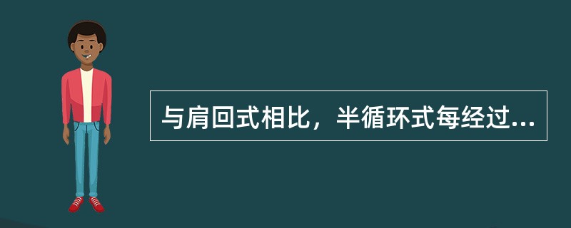 与肩回式相比，半循环式每经过一个周转作业才入机务段一次。