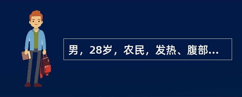 男，28岁，农民，发热、腹部不适、疲乏、恶心、纳差、尿黄5天。巩膜轻度黄染，肝肋